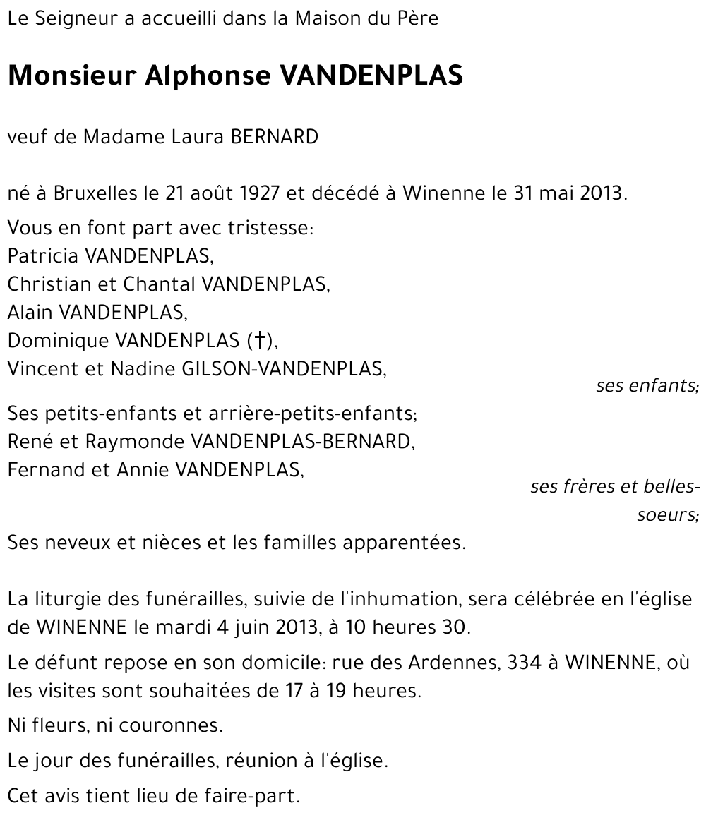 Alphonse VANDENPLAS