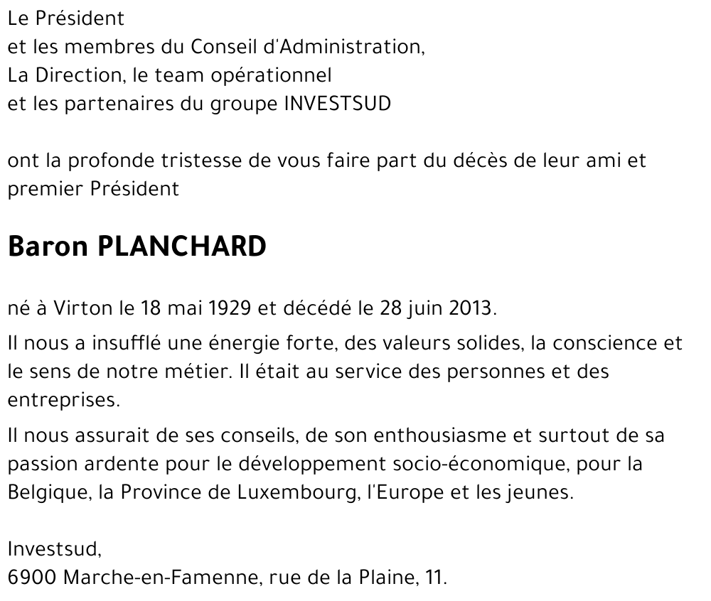 Baron PLANCHARD