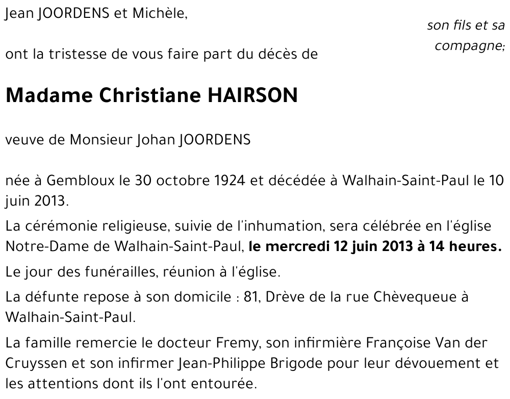 Christiane HAIRSON