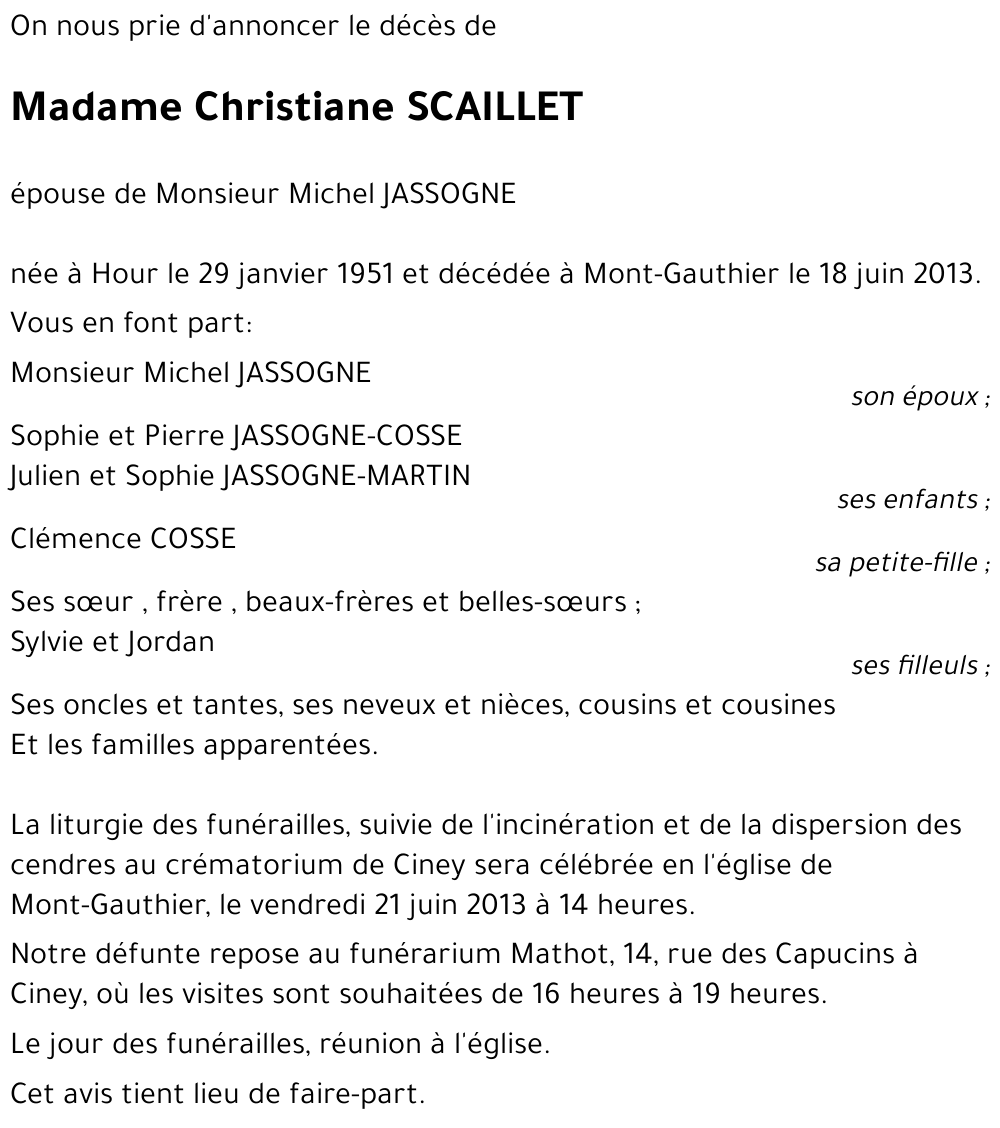 CHRISTIANE scaillet