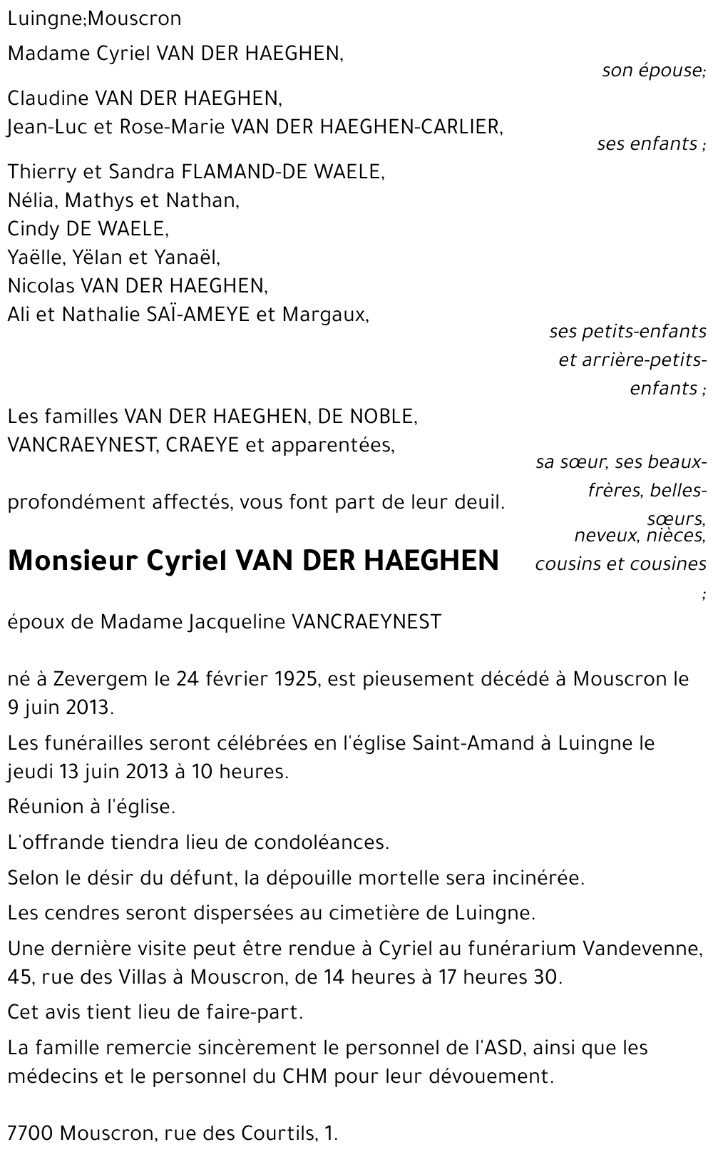 Cyriel VAN DER HAEGHEN