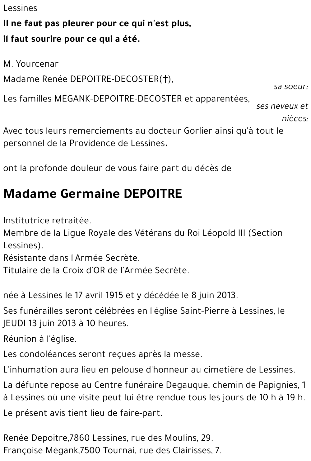 Germaine DEPOITRE