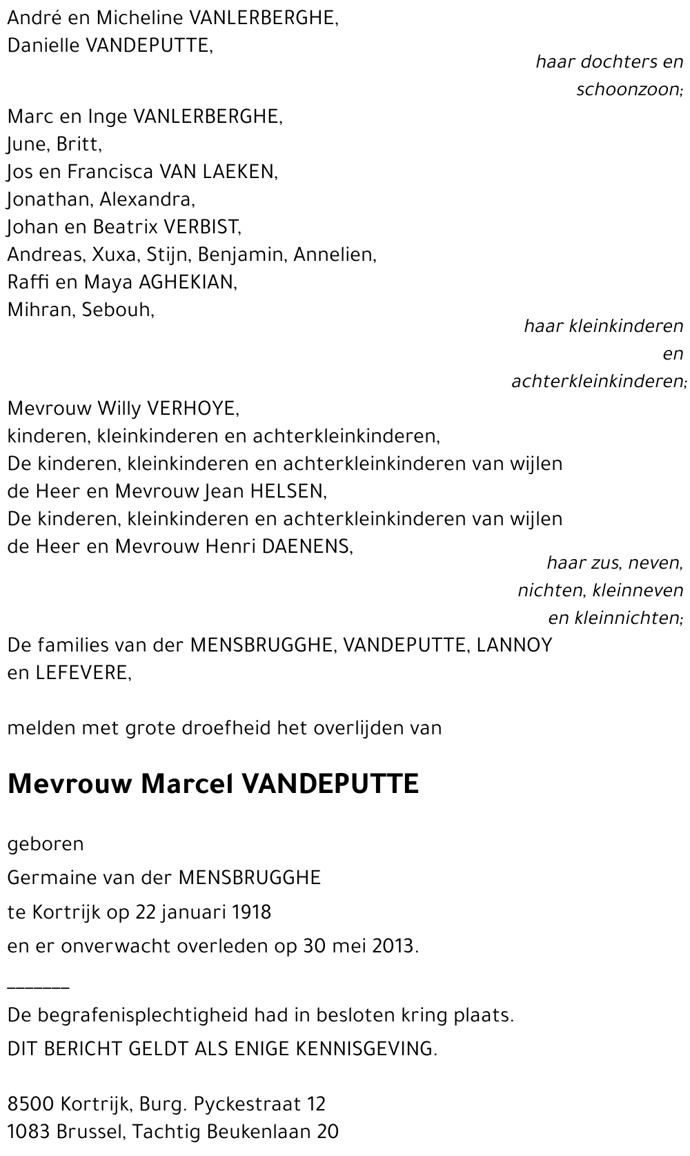 Germaine van der MENSBRUGGHE