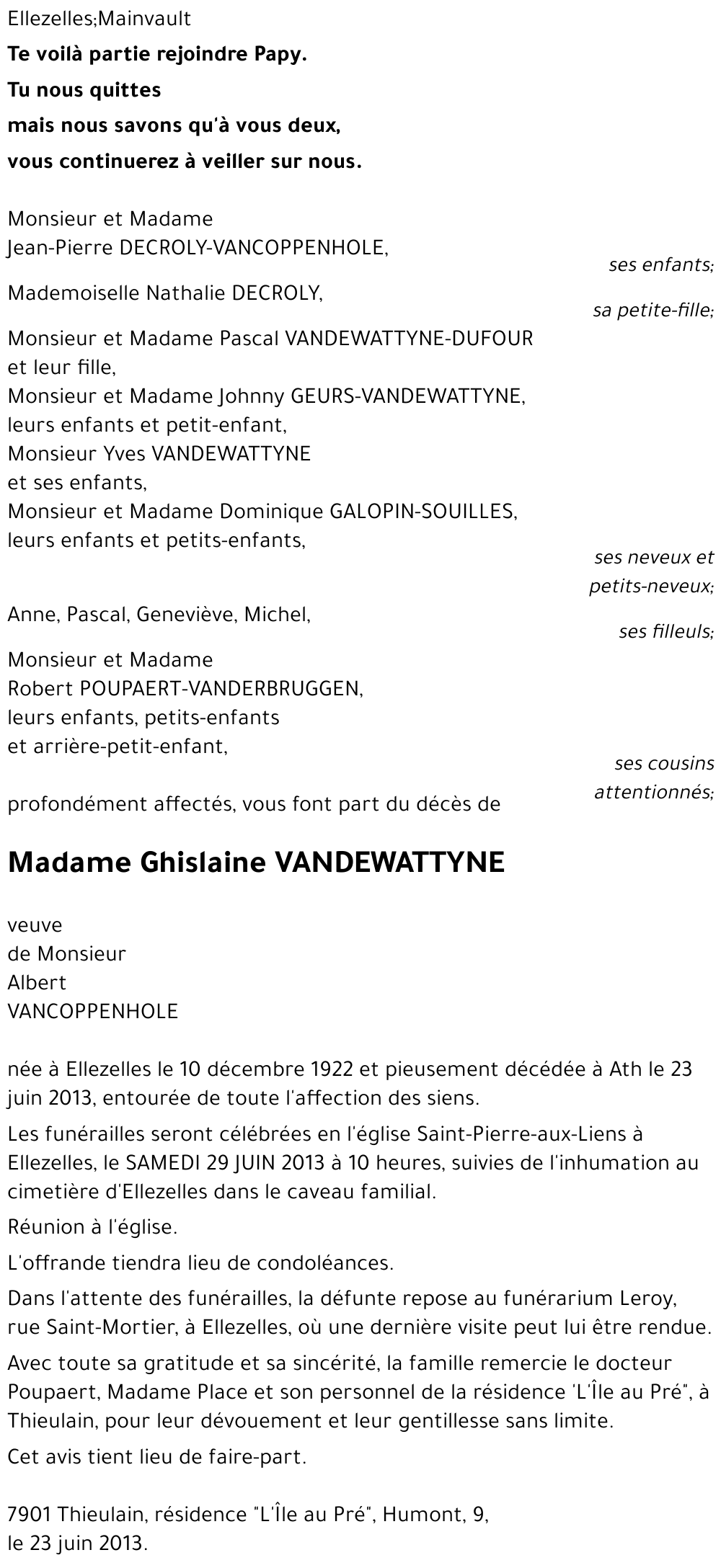 Ghislaine VANDEWATTYNE