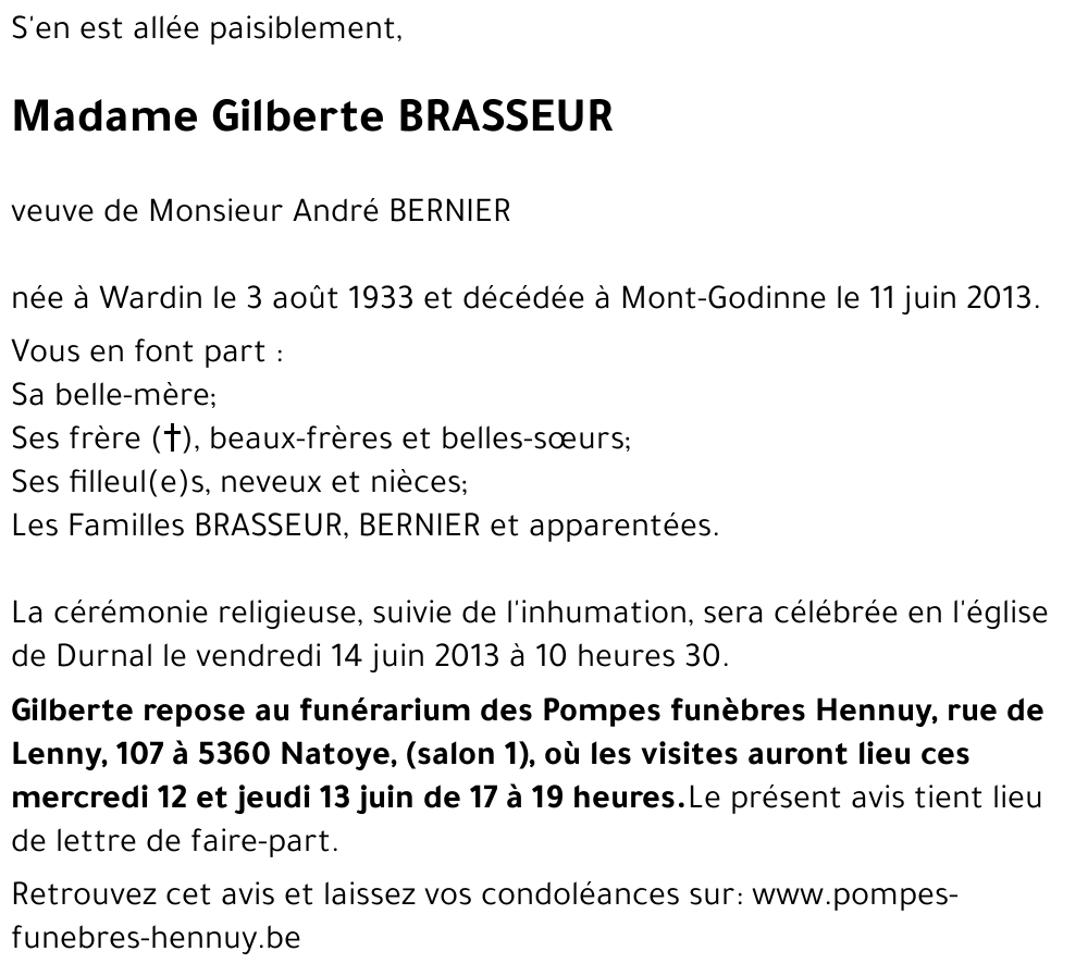 Gilberte BRASSEUR