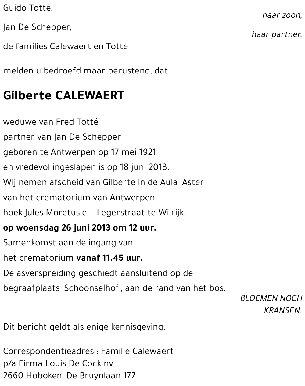 Gilberte CALEWAERT