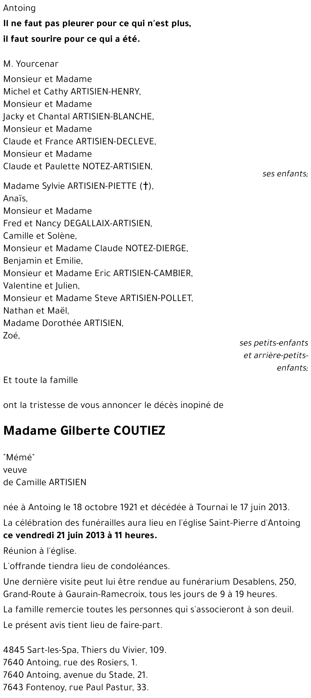 Gilberte COUTIEZ