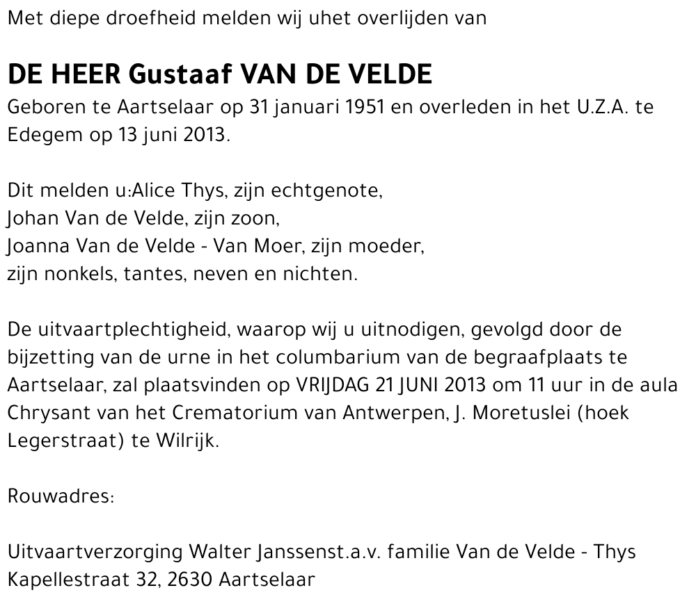 Gustaaf Van de Velde