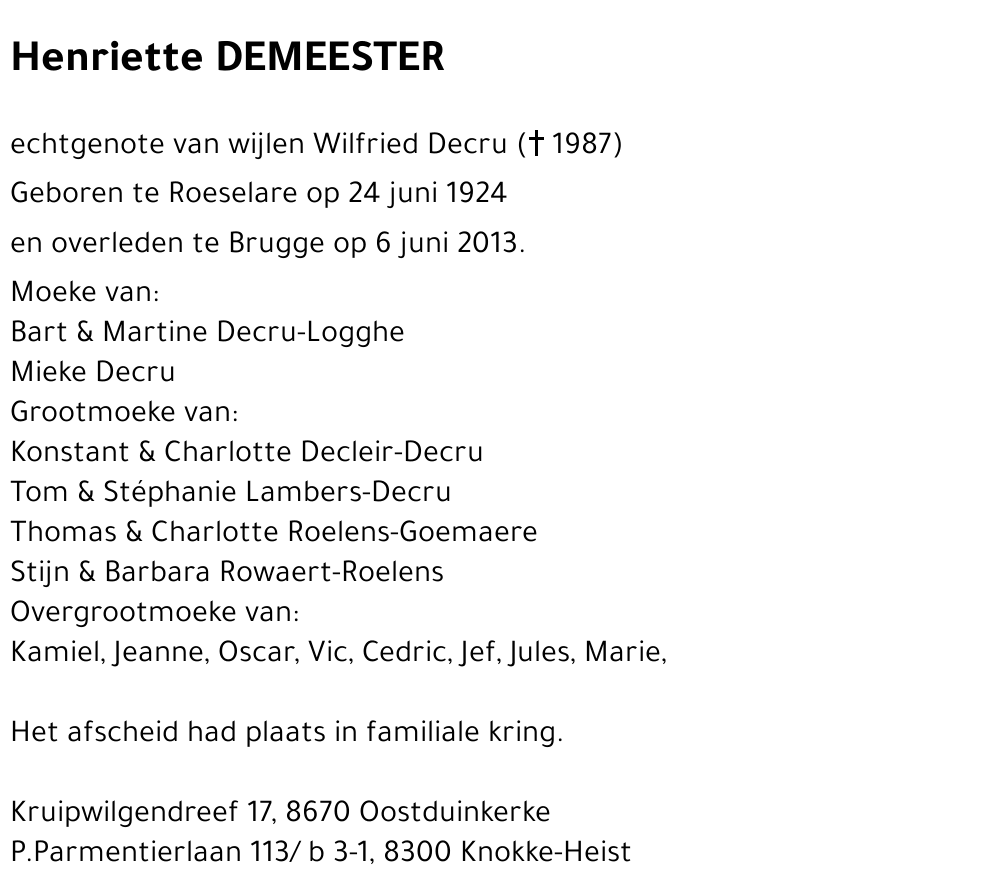 Henriette DEMEESTER