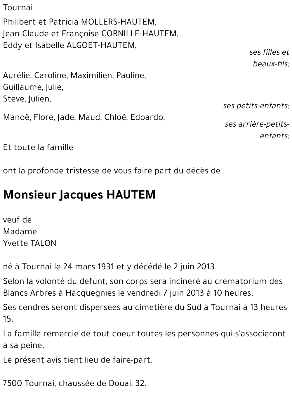 Jacques HAUTEM