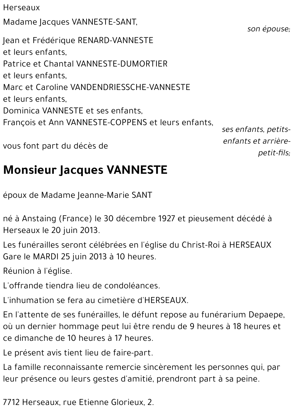 Jacques VANNESTE