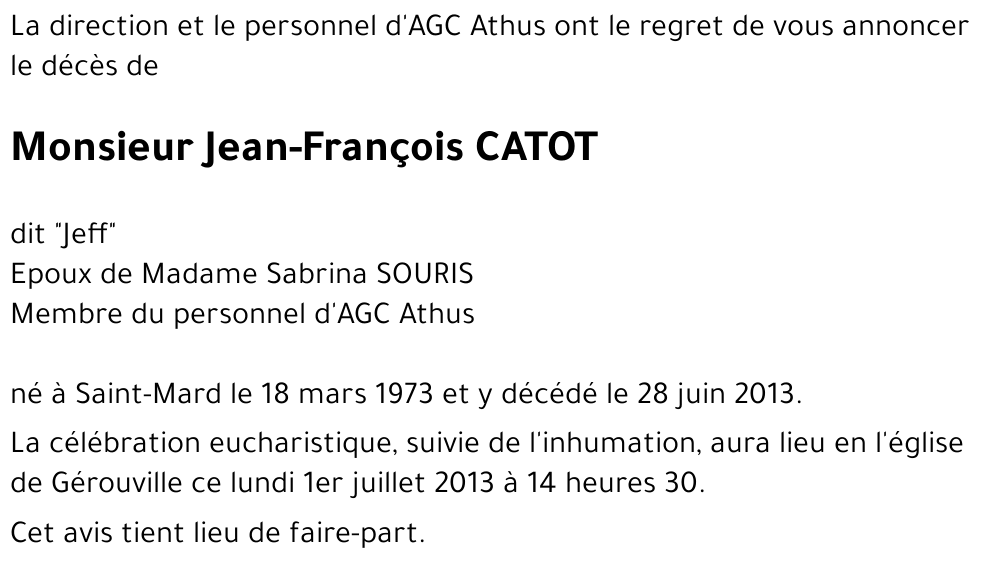 Jean-François CATOT « dit Jeff »