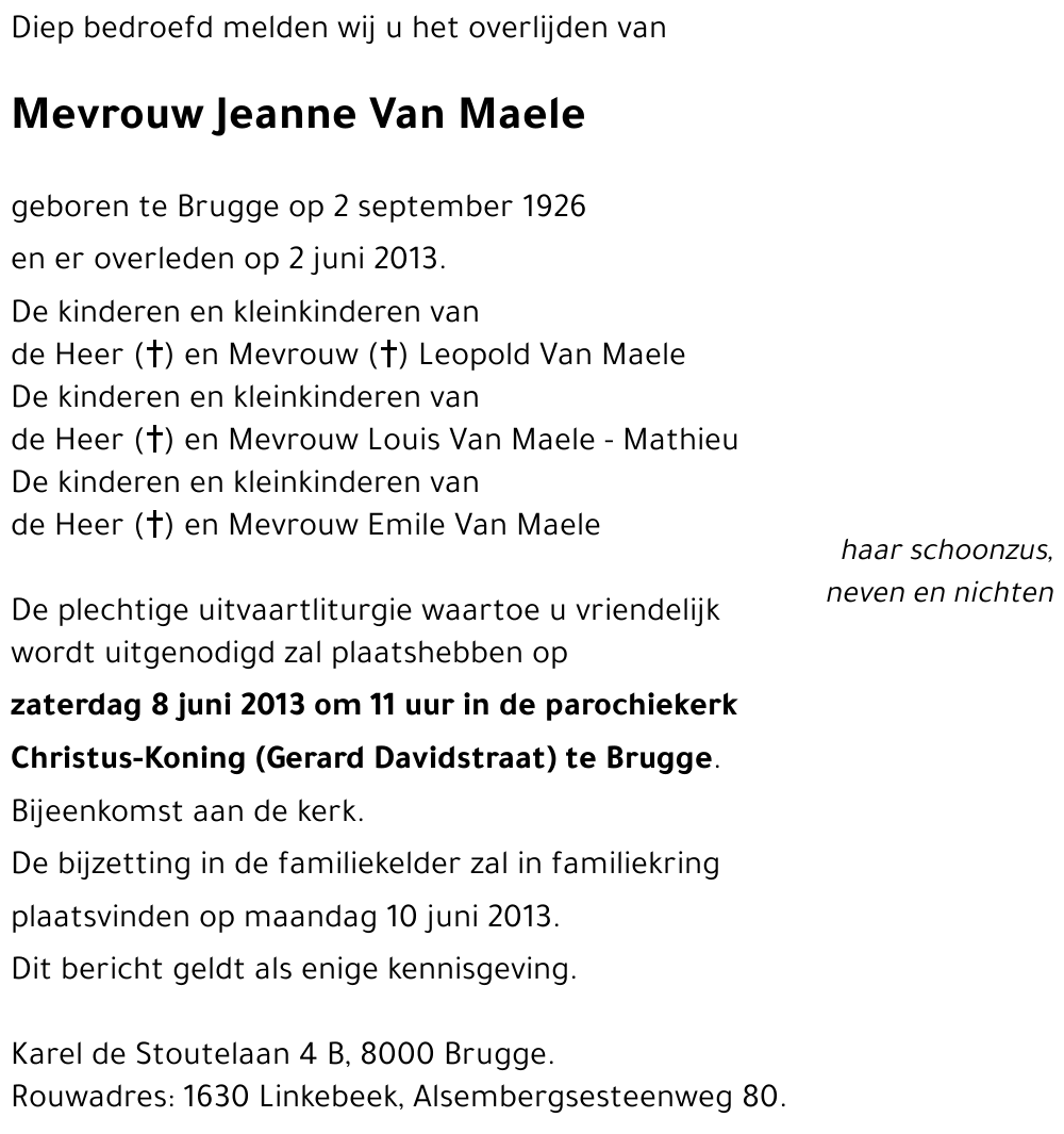 Jeanne Van Maele