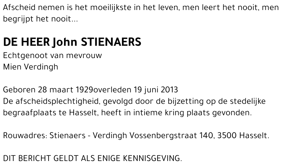John Stienaers