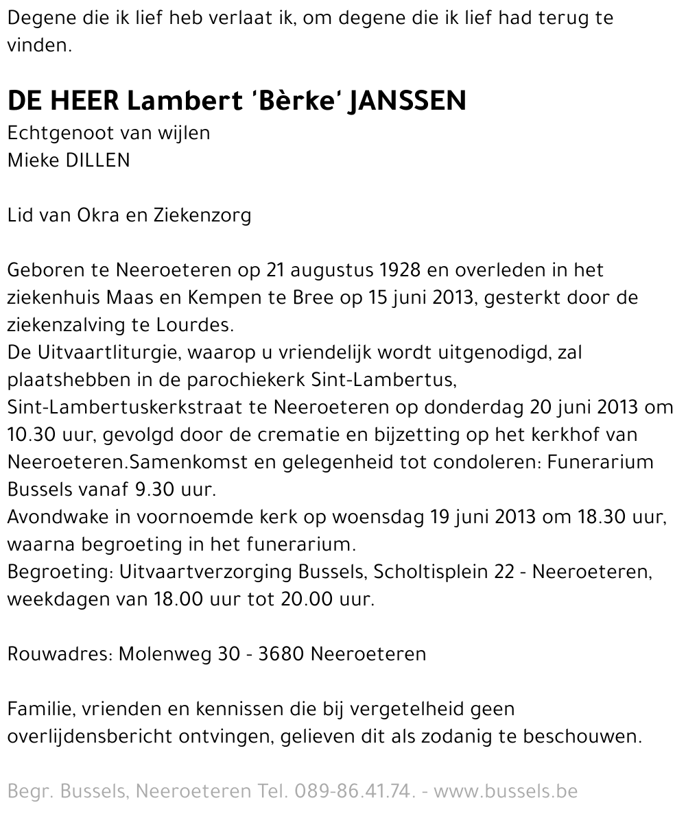 Lambert 'Bèrke' JANSSEN
