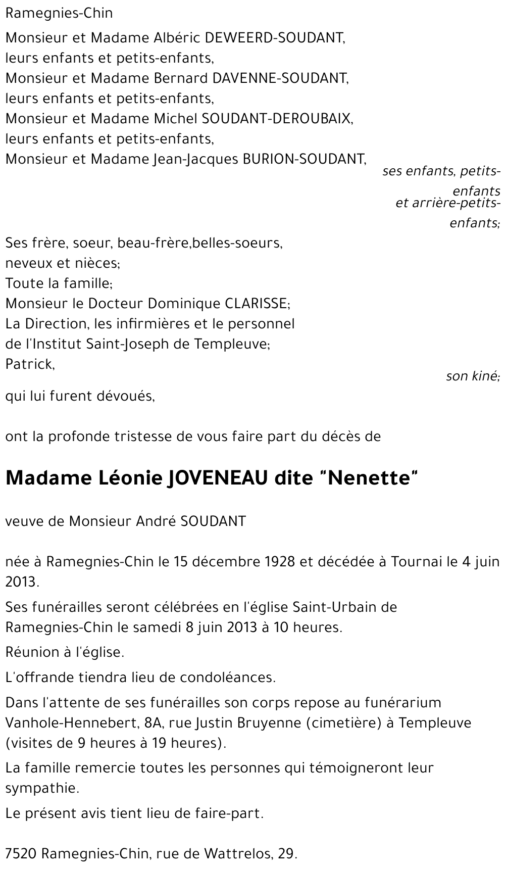 Léonie dite Nenette JOVENEAU