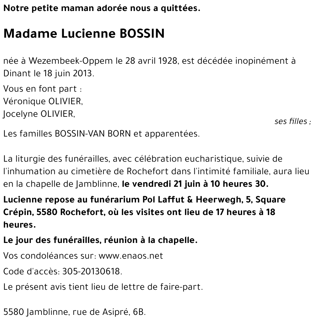 Lucienne BOSSIN