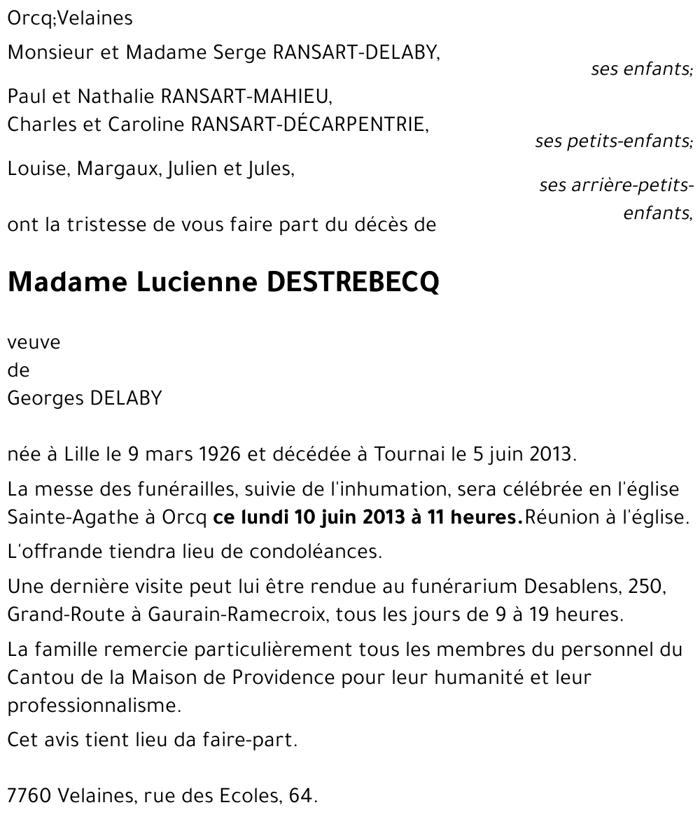 Lucienne DESTREBECQ