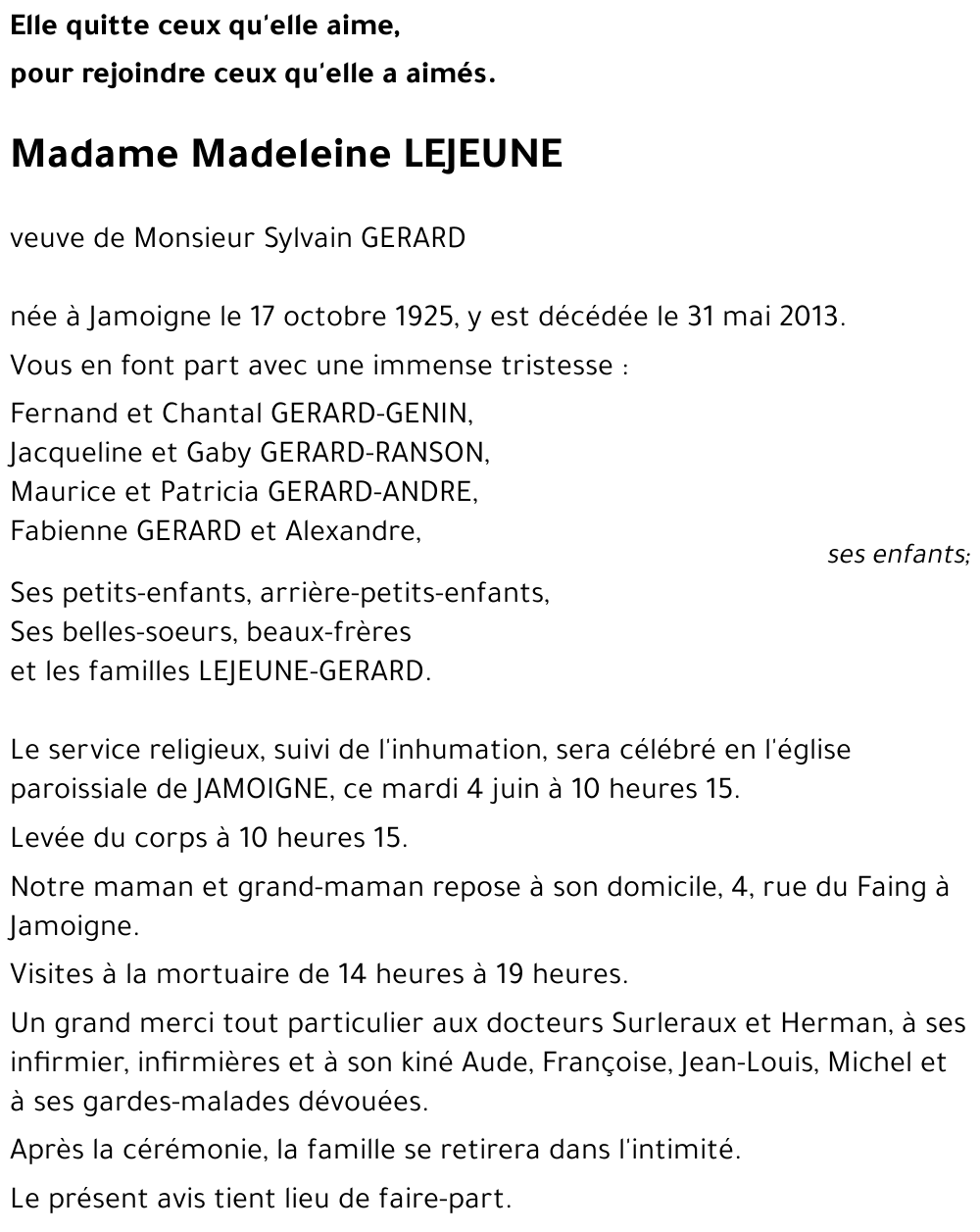 Madeleine LEJEUNE