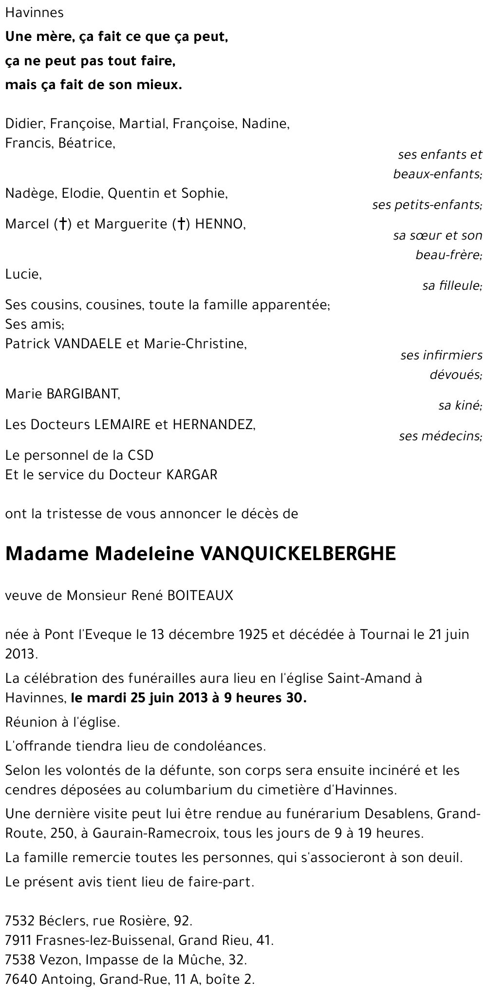 Madeleine VANQUICKELBERGHE