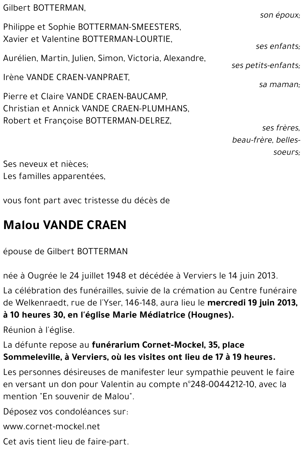Malou VANDE CRAEN