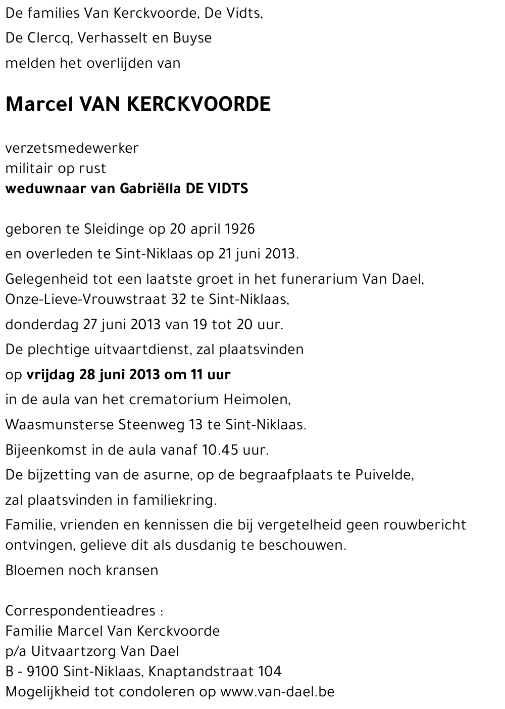 Marcel VAN KERCKVOORDE