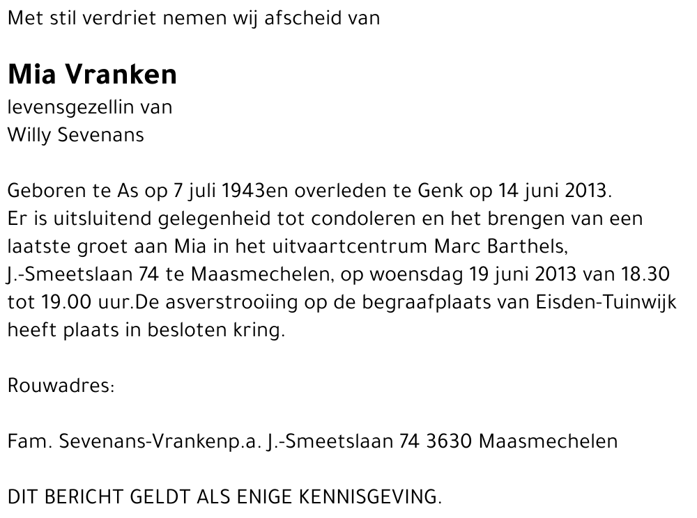 Maria Anna (Mia) Vranken