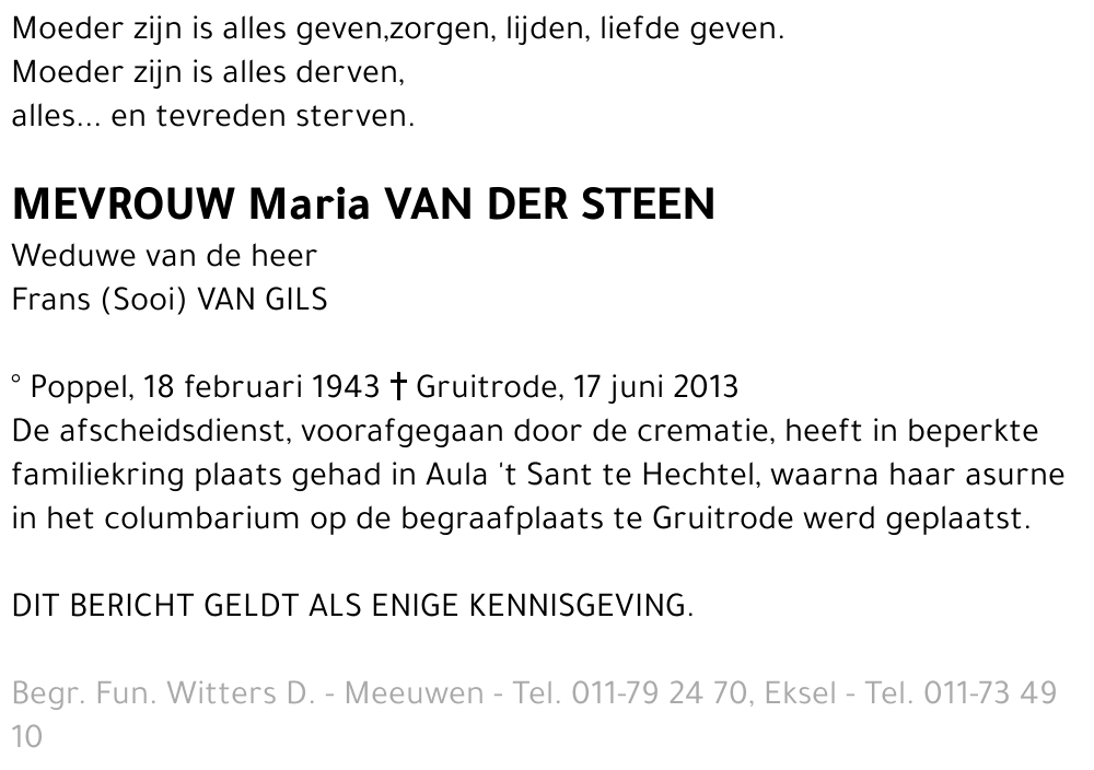 Maria Van Der Steen