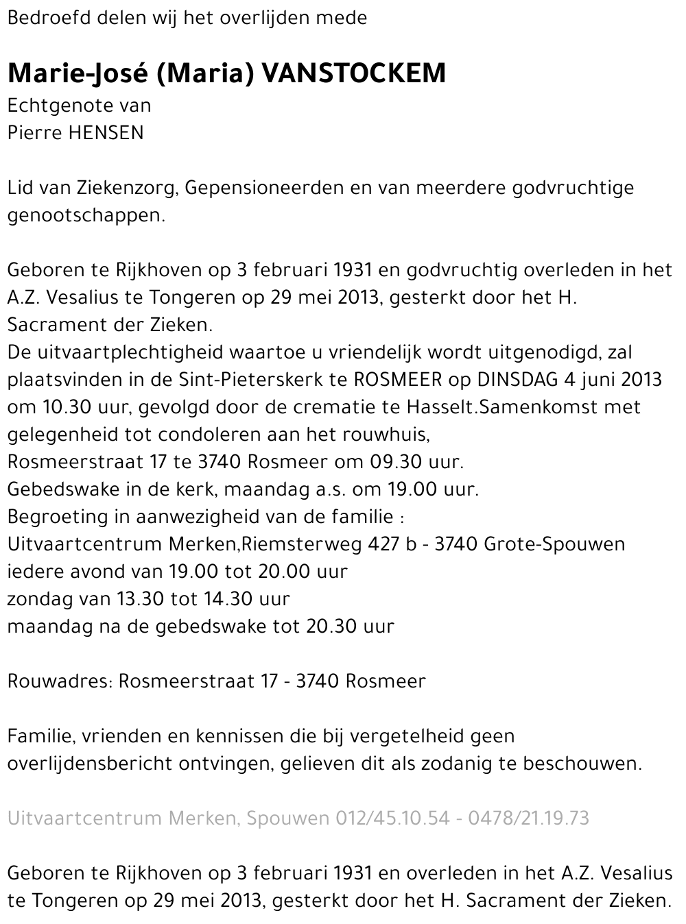 Marie-José VANSTOCKEM