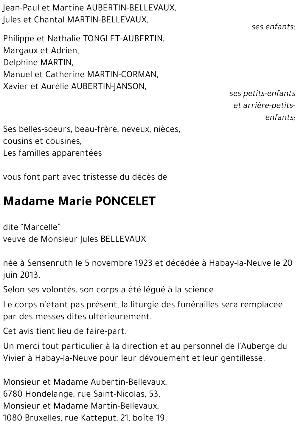 Marie PONCELET
