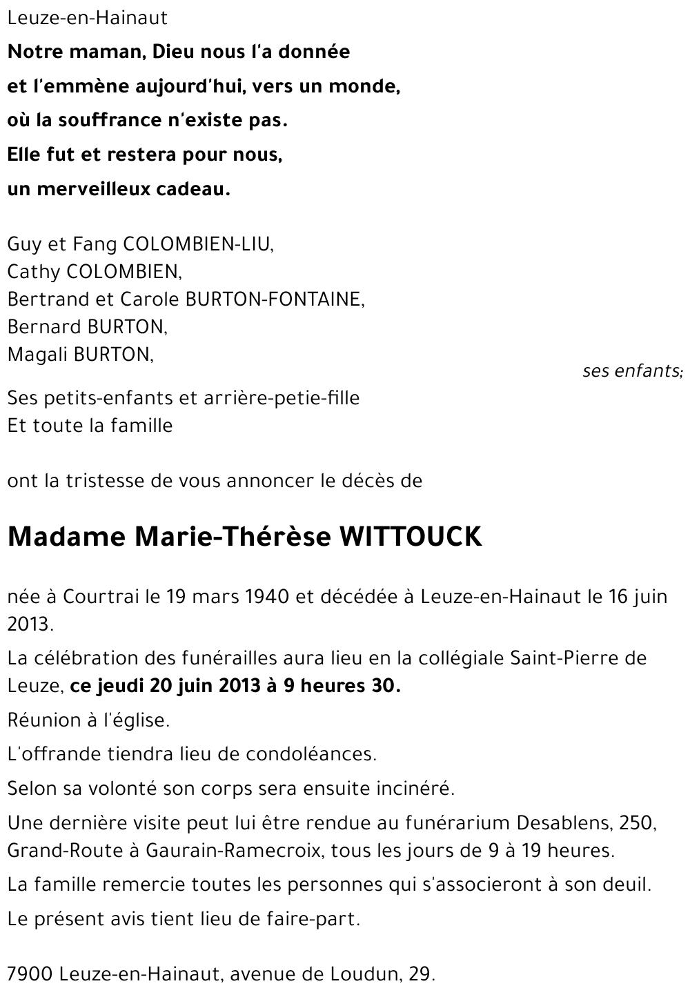 Marie-Thérèse WITTOUCK