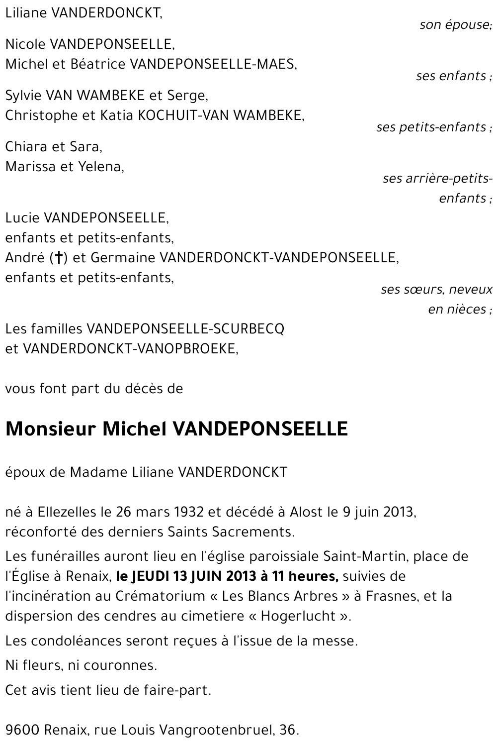 Michel VANDEPONSEELLE