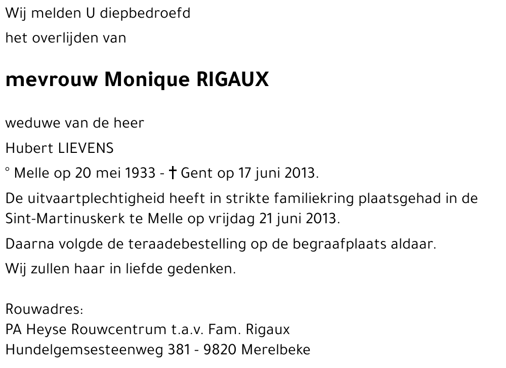 RIGAUX Monique