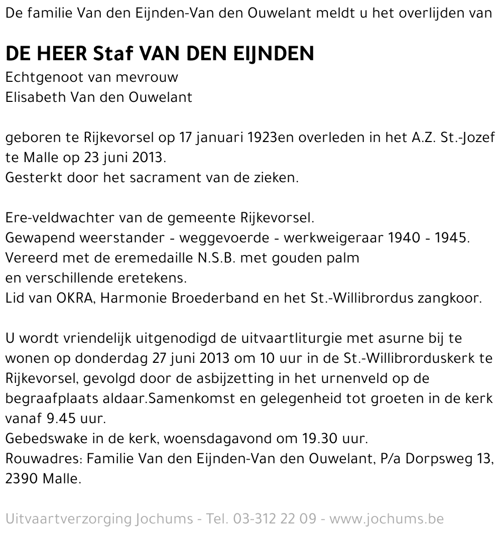 Staf Van den Eijnden