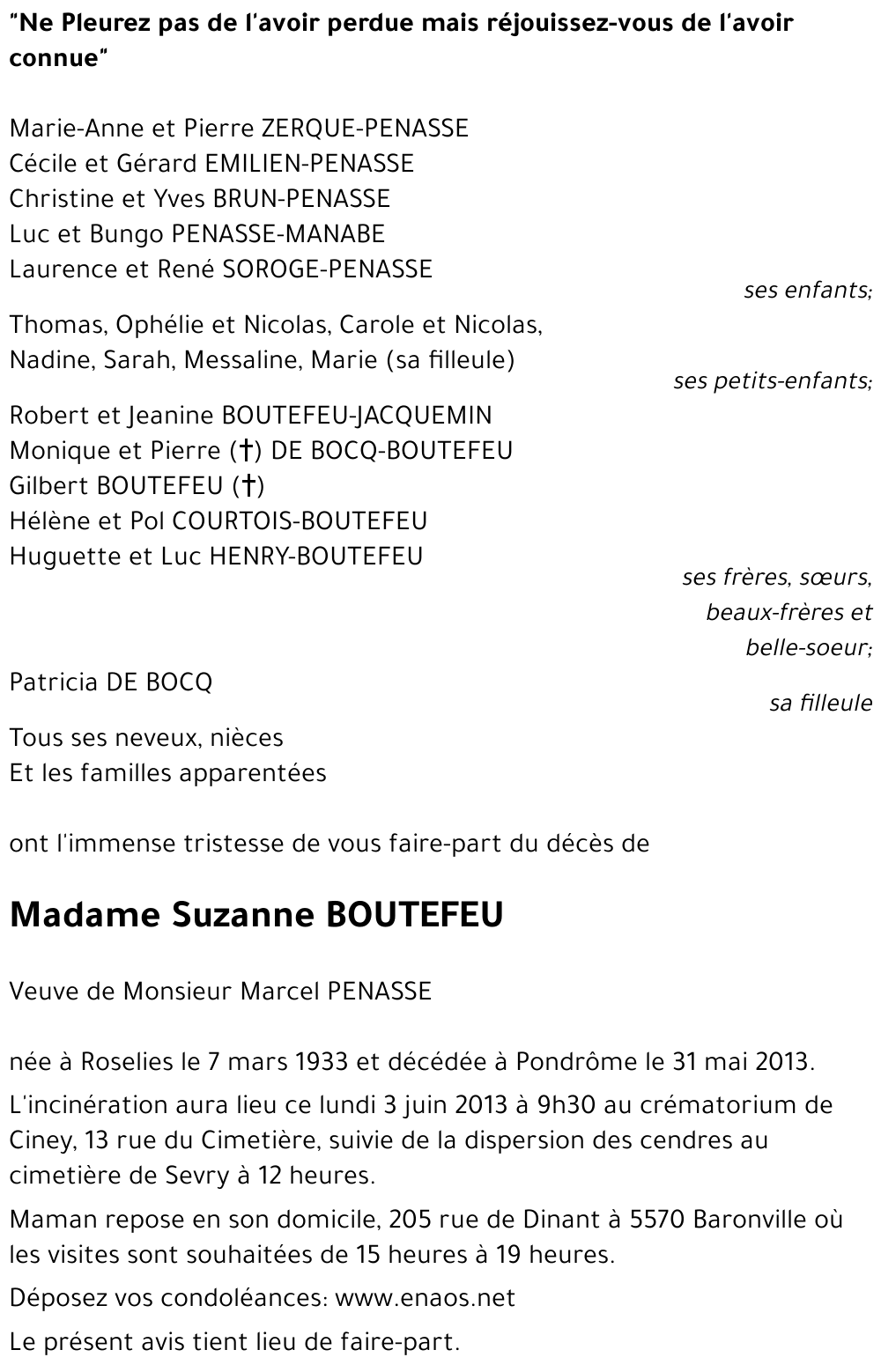 Suzanne BOUTEFEU