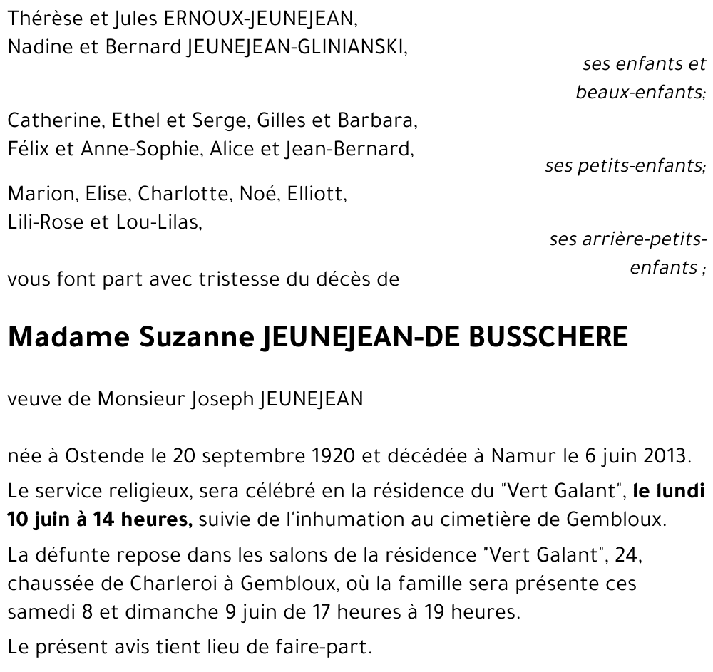 Suzanne JEUNEJEAN-DE BUSSCHERE