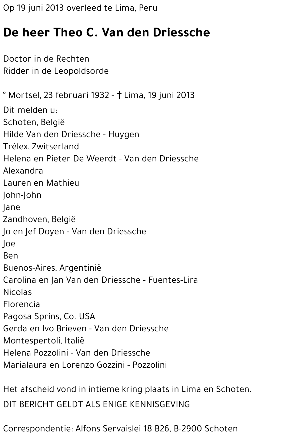 Theo C. Van den Driessche