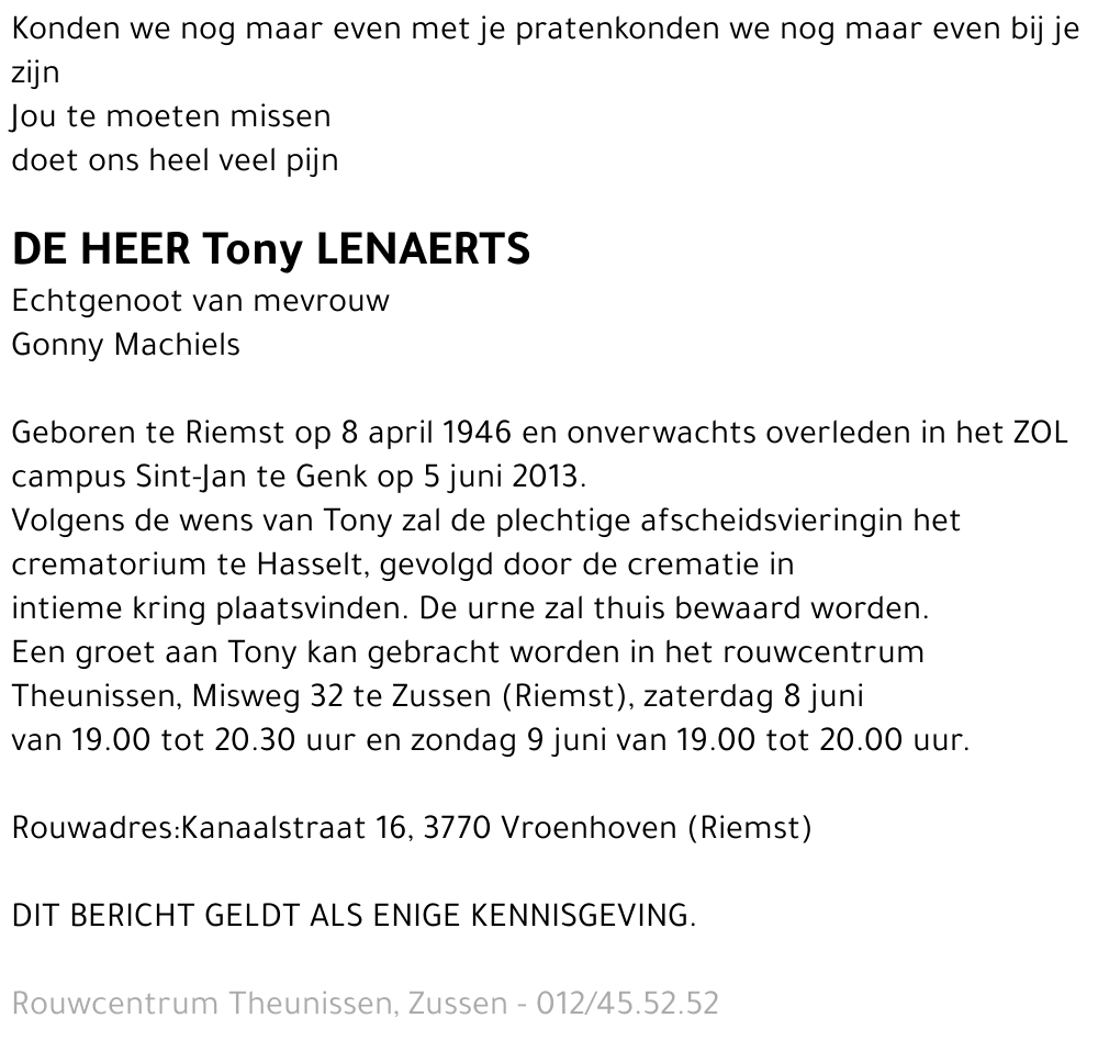 Tony Lenaerts