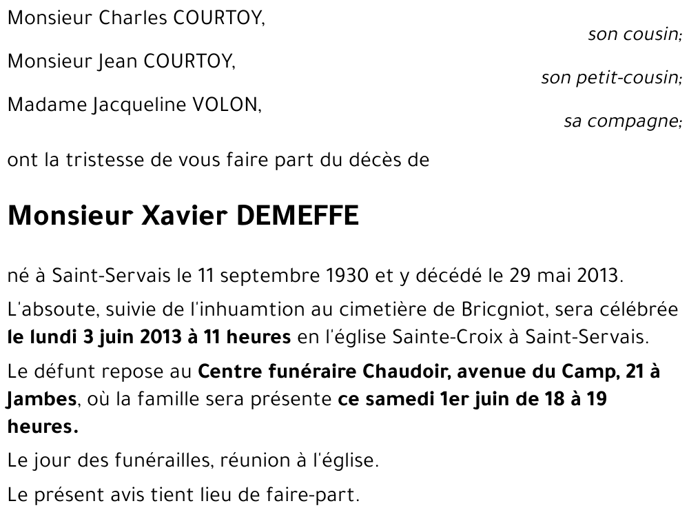 Xavier DEMEFFE