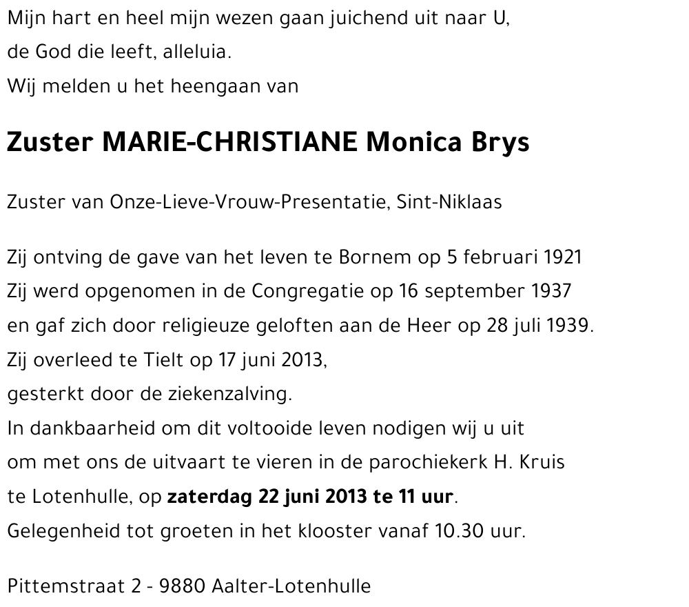 Zuster MARIE-CHRISTIANE 