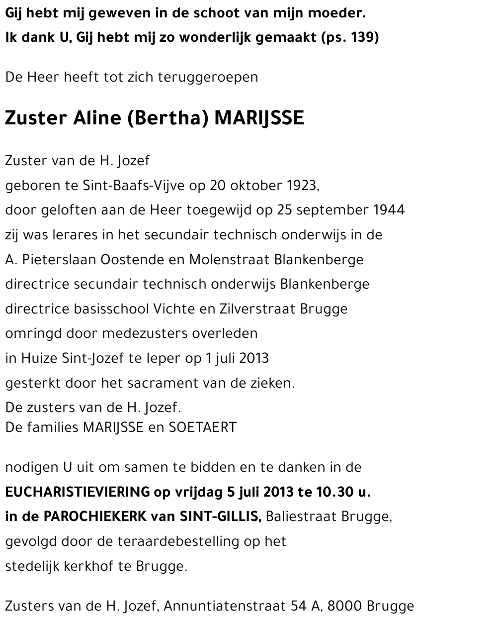 Aline (Bertha) MARIJSSE