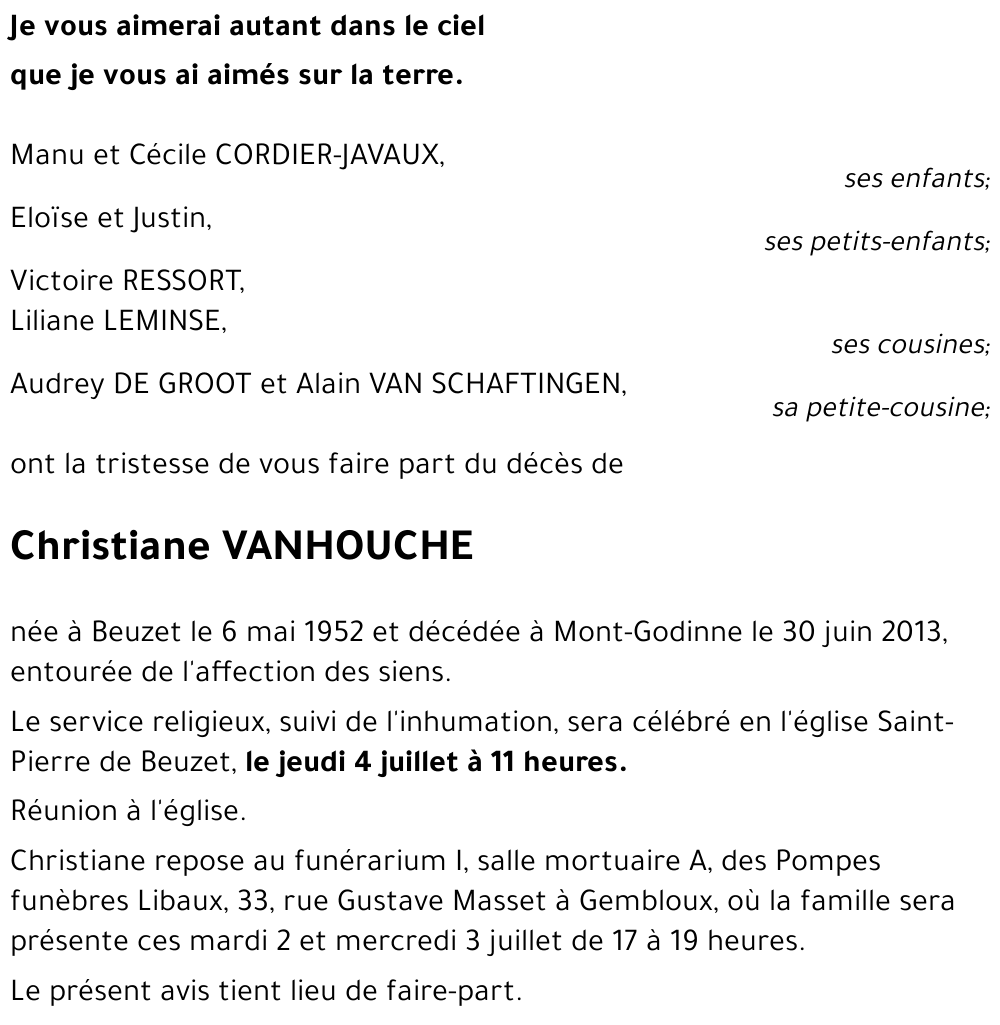 Christiane VANHOUCHE