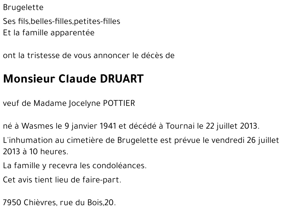 Claude DRUART