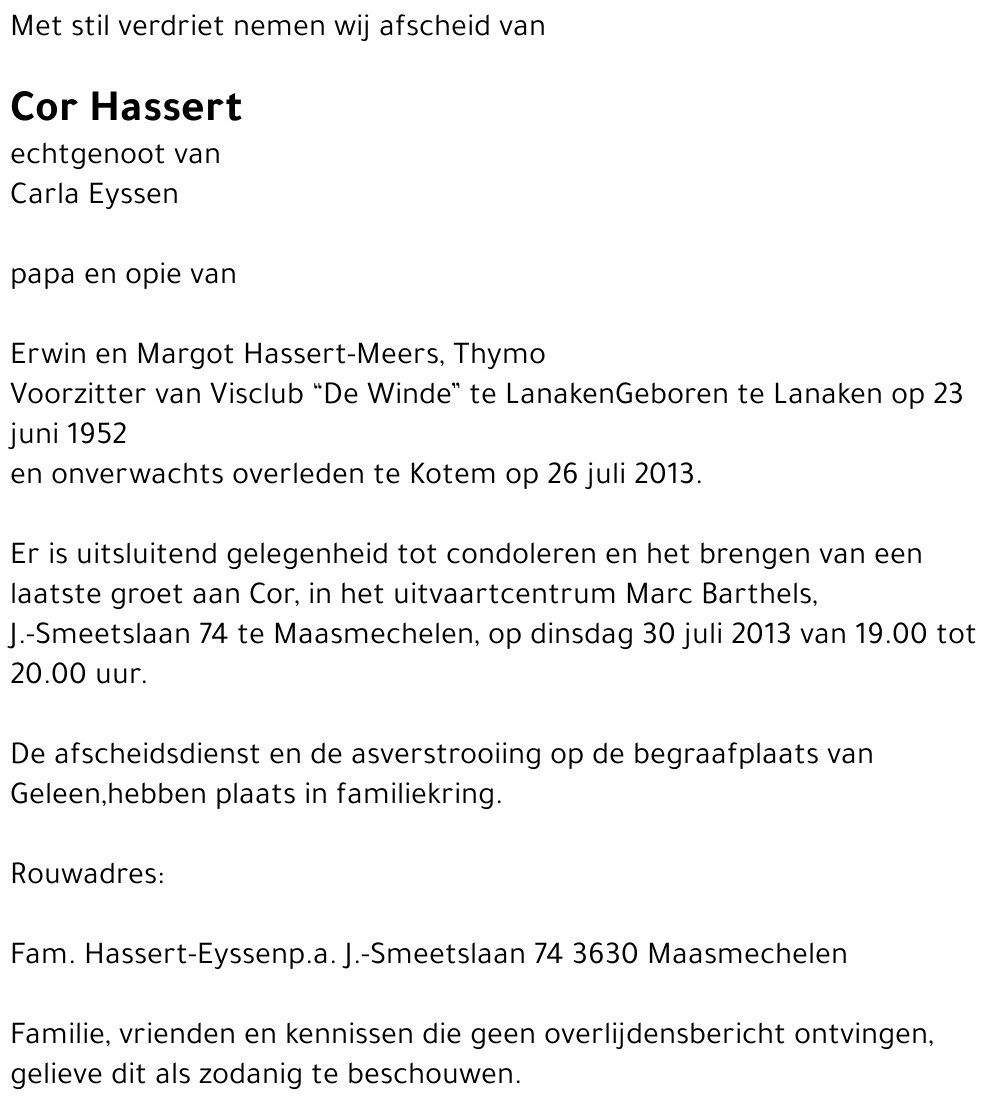 Cor Hassert