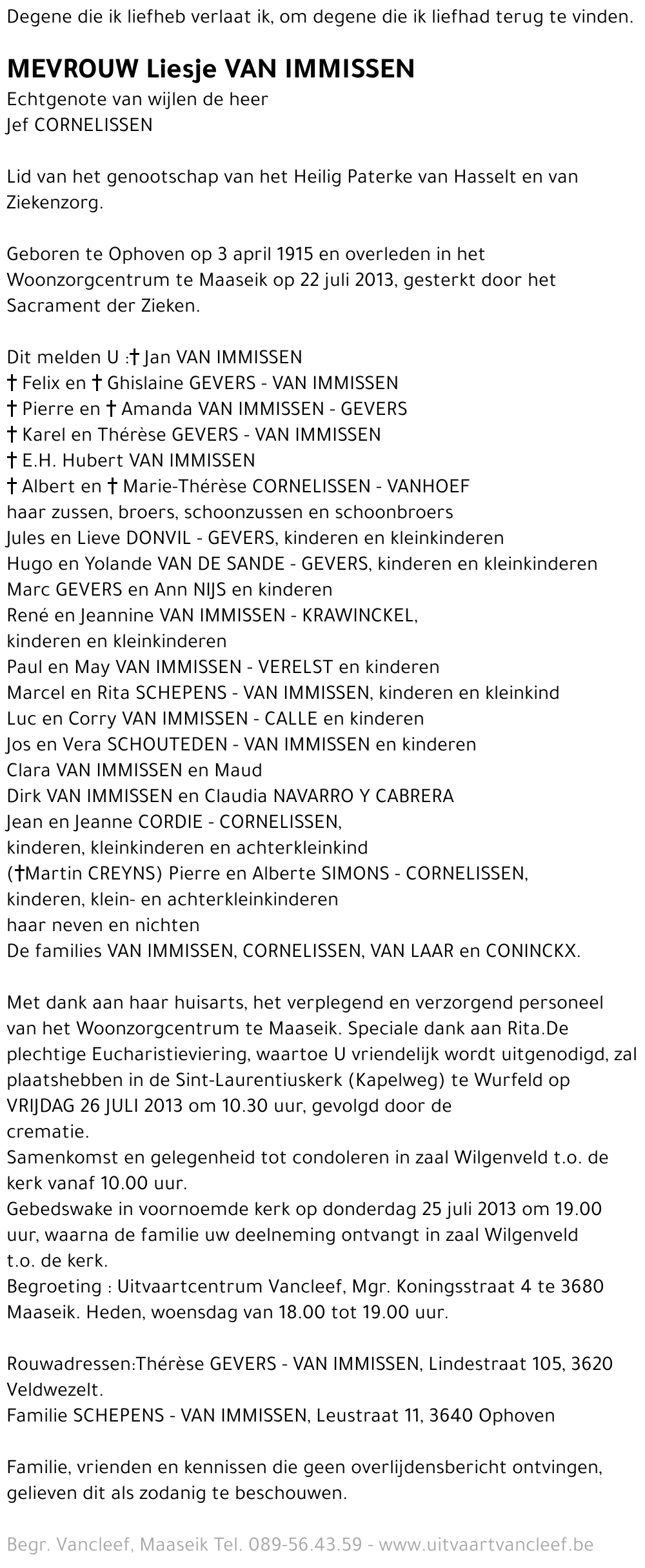 Elisabeth Van  Immissen