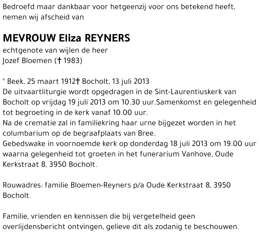 Eliza Reyners