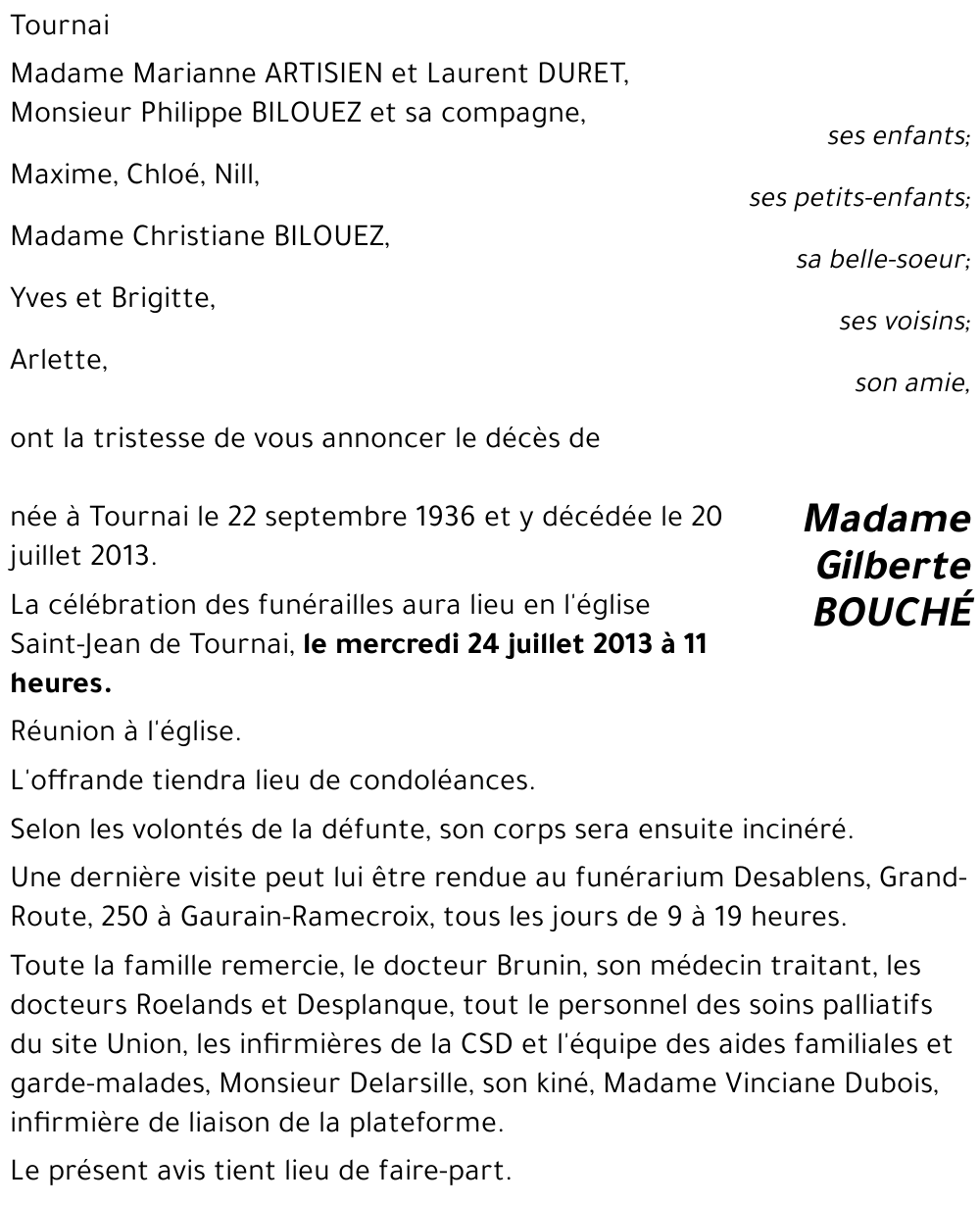 Gilberte BOUCHÉ