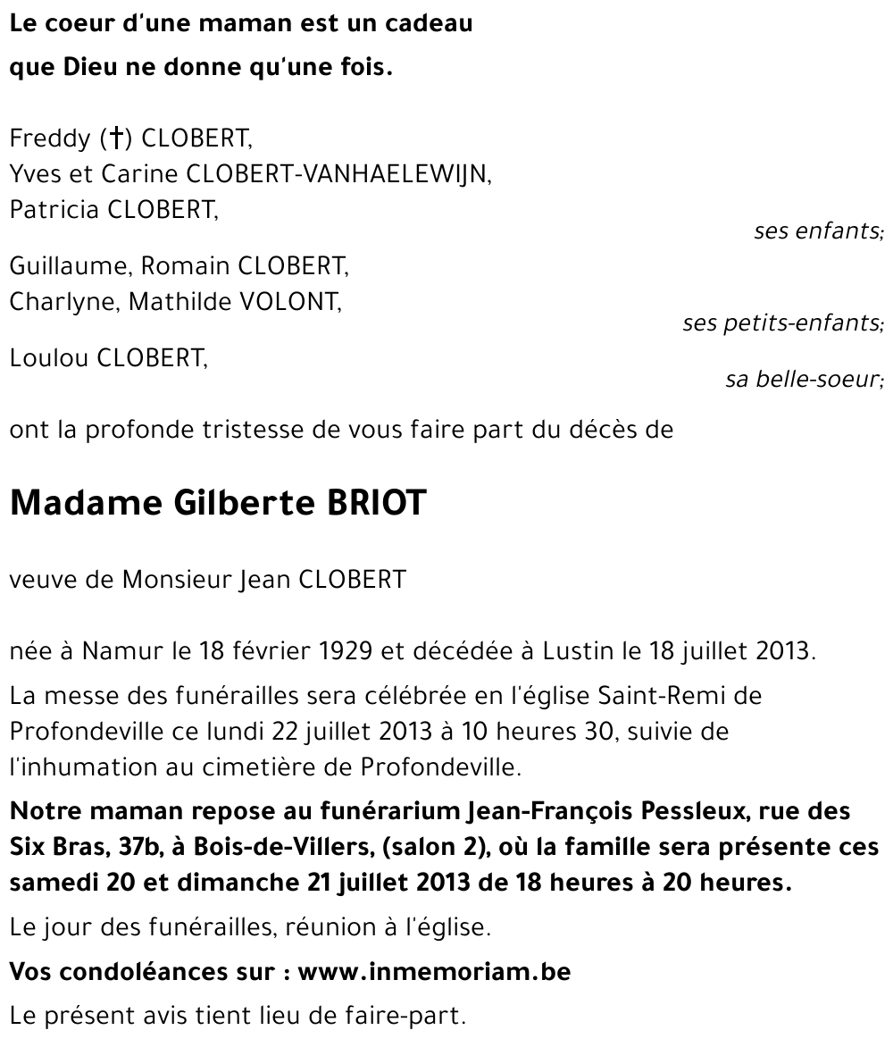 Gilberte BRIOT
