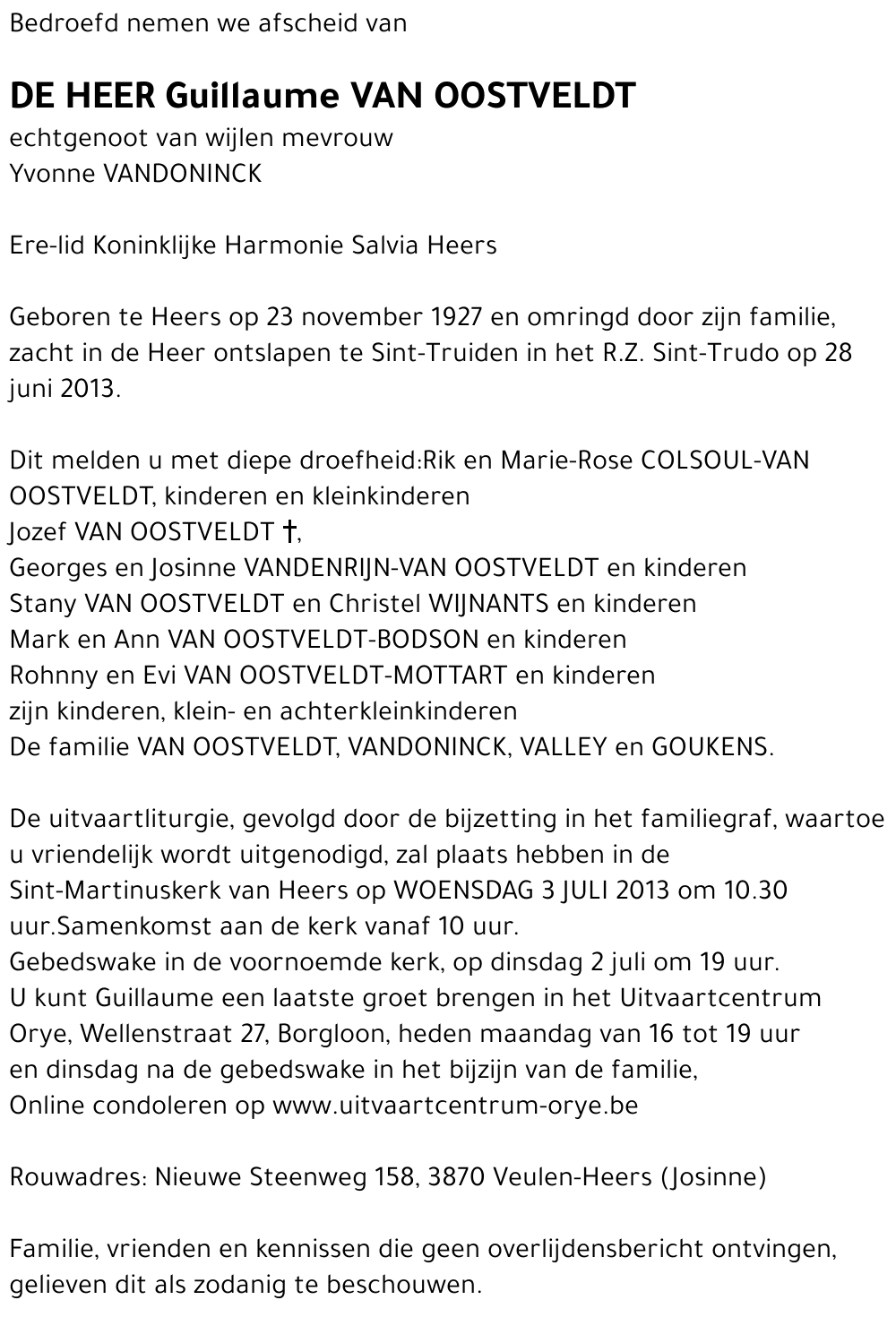 Guillaume VAN OOSTVELDT