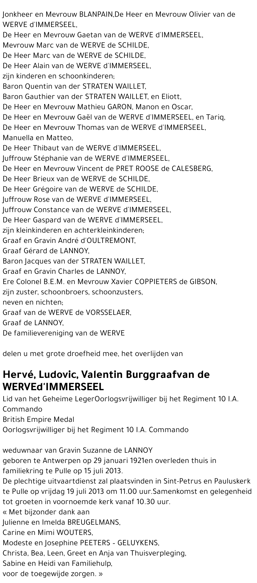 Hervé, Ludovic, Valentin van de Werve d'Immerseel